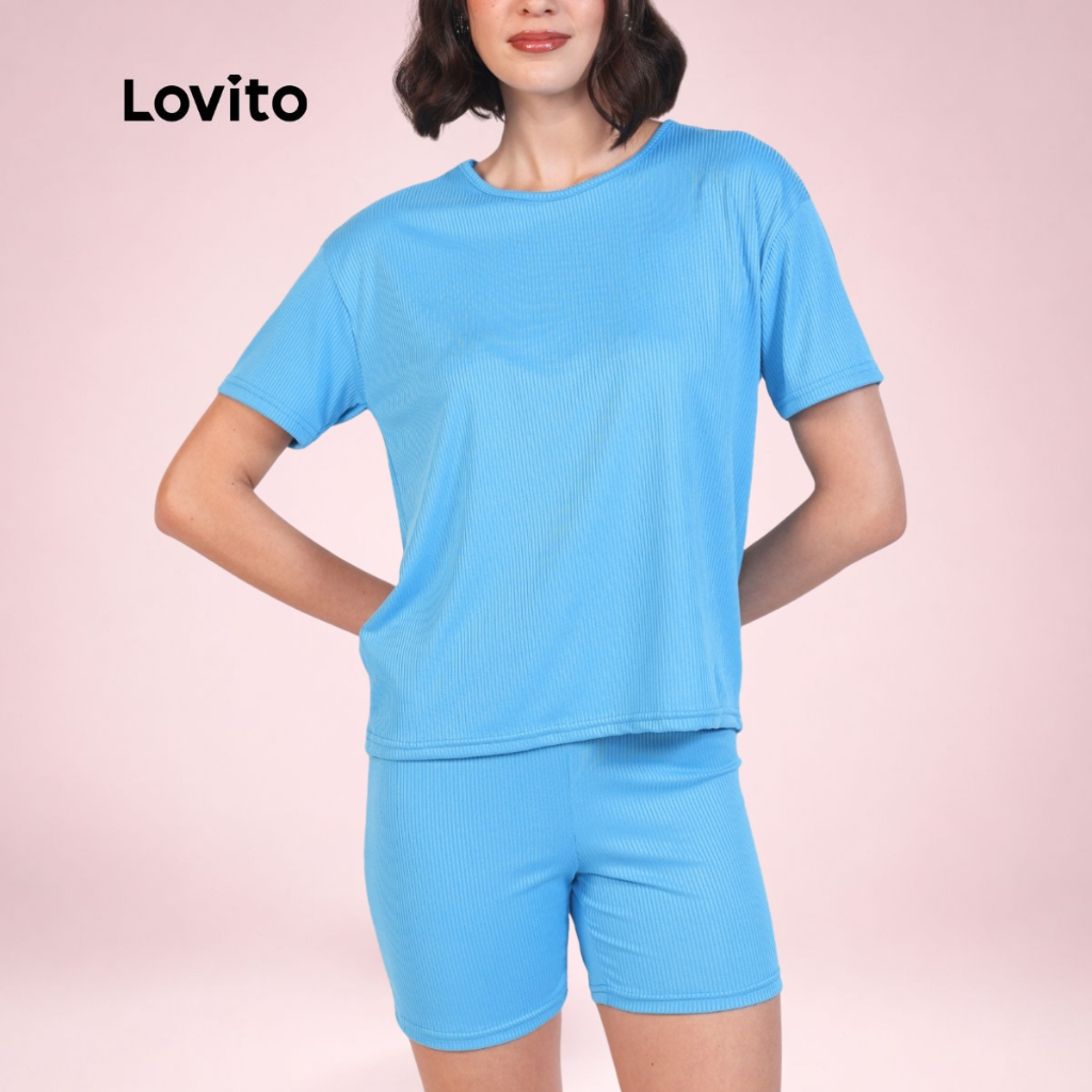 Lovito Pijama Feminino em tecido Canelado Manga Curta PJB718BRL748