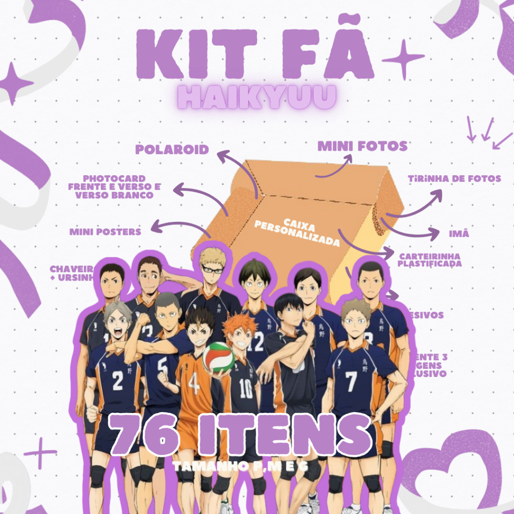 KIT FÃ FANMADE HAIKYUU ANIME [O VIRALIZADO] - ATÉ 76 ITENS - PHOTOCARD • ADESIVOS • CHAVEIRO