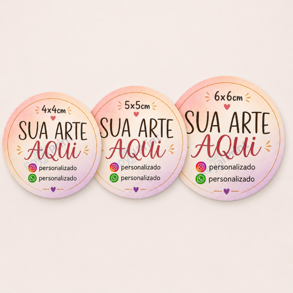 Etiquetas Adesivas 4x4, 5x5cm ou 6x6cm Personalizados Com Recorte E Impermeável | Envio em 24h