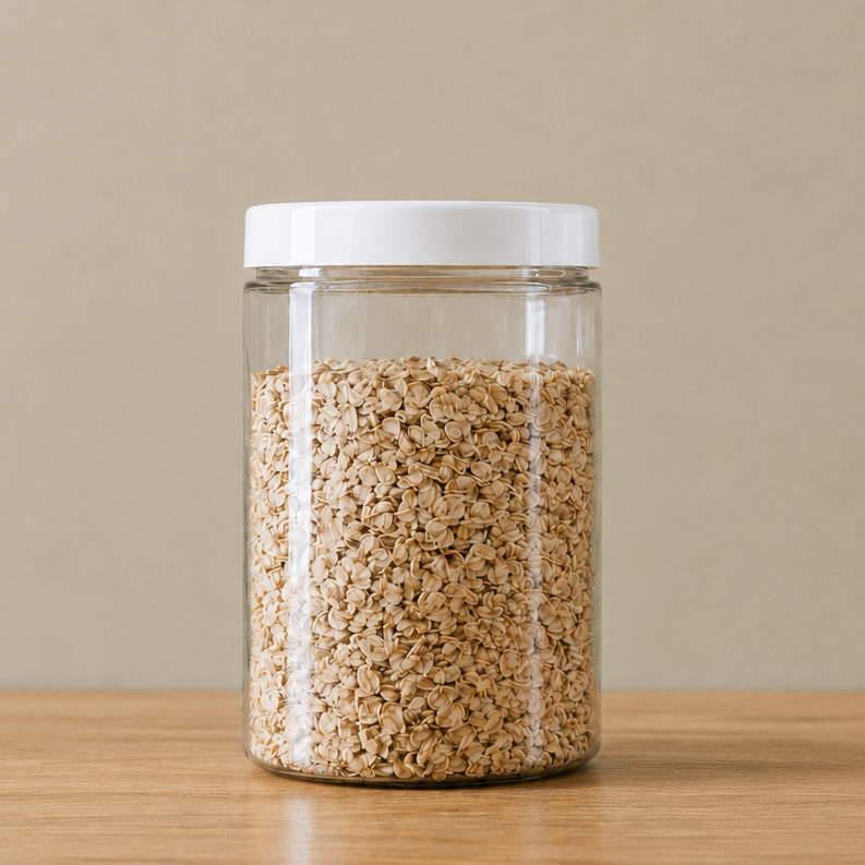 1 Pote 1500ml Reto Transparente Básicos Minimalista Tampa Branca de Rosca Cozinha Mantimento