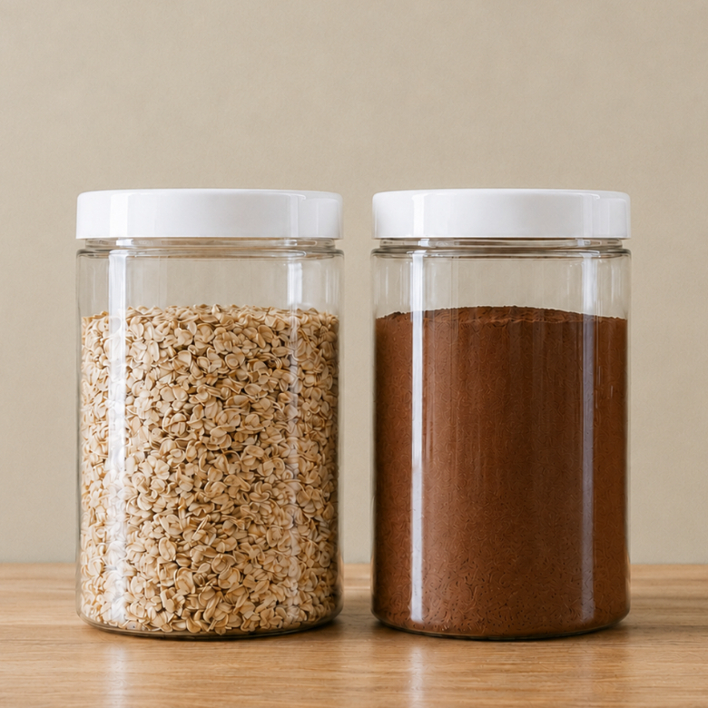 Kit 2 Potes 1500ml Reto Transparente Básicos Minimalista Tampa Branca de Rosca Cozinha Mantimento