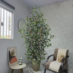 Árvore Artificial Fícus Verde 230cm Grande Vaso Pedra Decoração