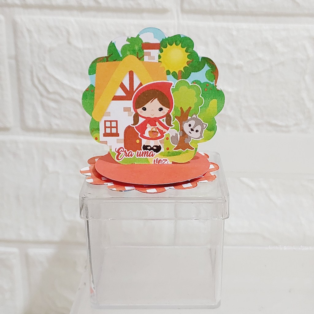 Kit Aplique Painel 3D, Tag Personalizado no tema Chapeuzinho Vermelho Festa/Lembrancinha/Mimo/Aniversário