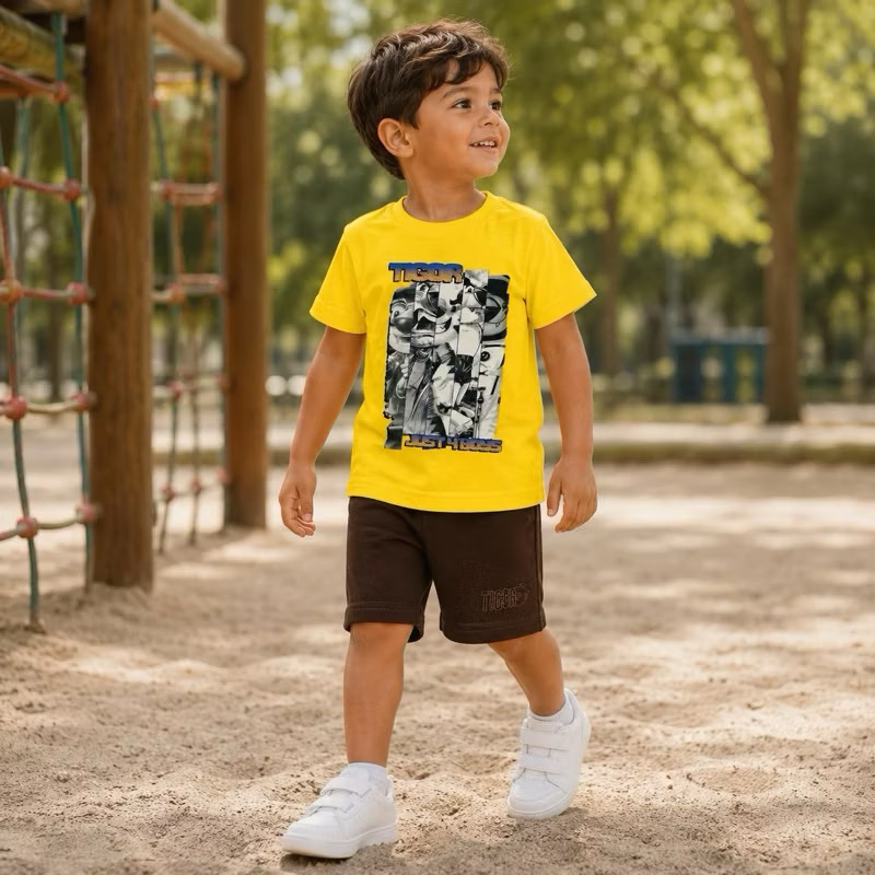 Conjunto Tigor Infantil Menino Camiseta e Bermuda 2 a 12 Anos