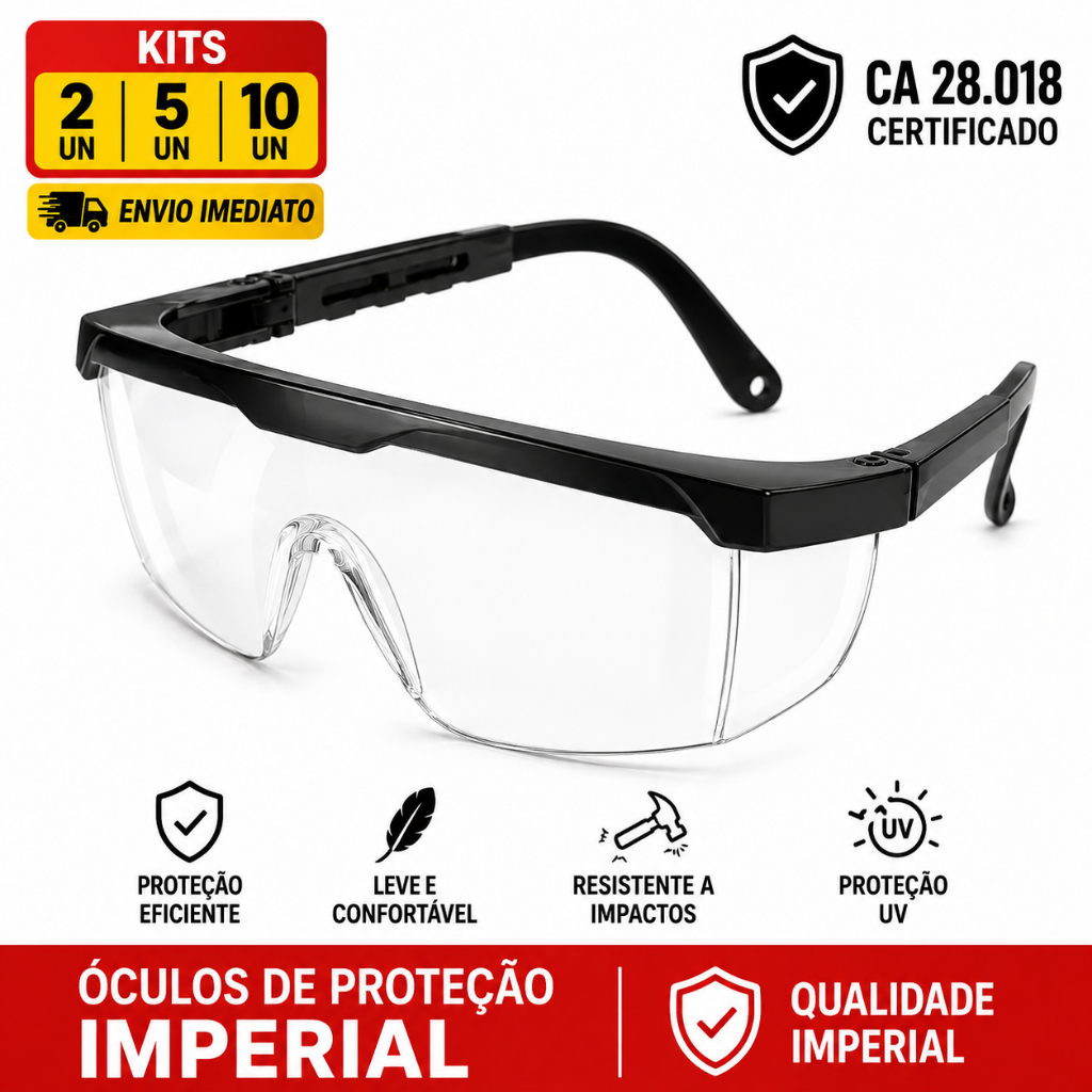 Kit Óculos de Proteção Imperial CA 28.018 Incolor Kits de 2UN / 5UN / 10UN
