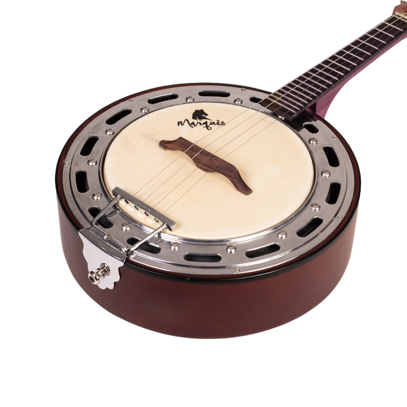 Banjo Marques Natural Fosco Acustico Aro Jateado + Kit Capotraste
