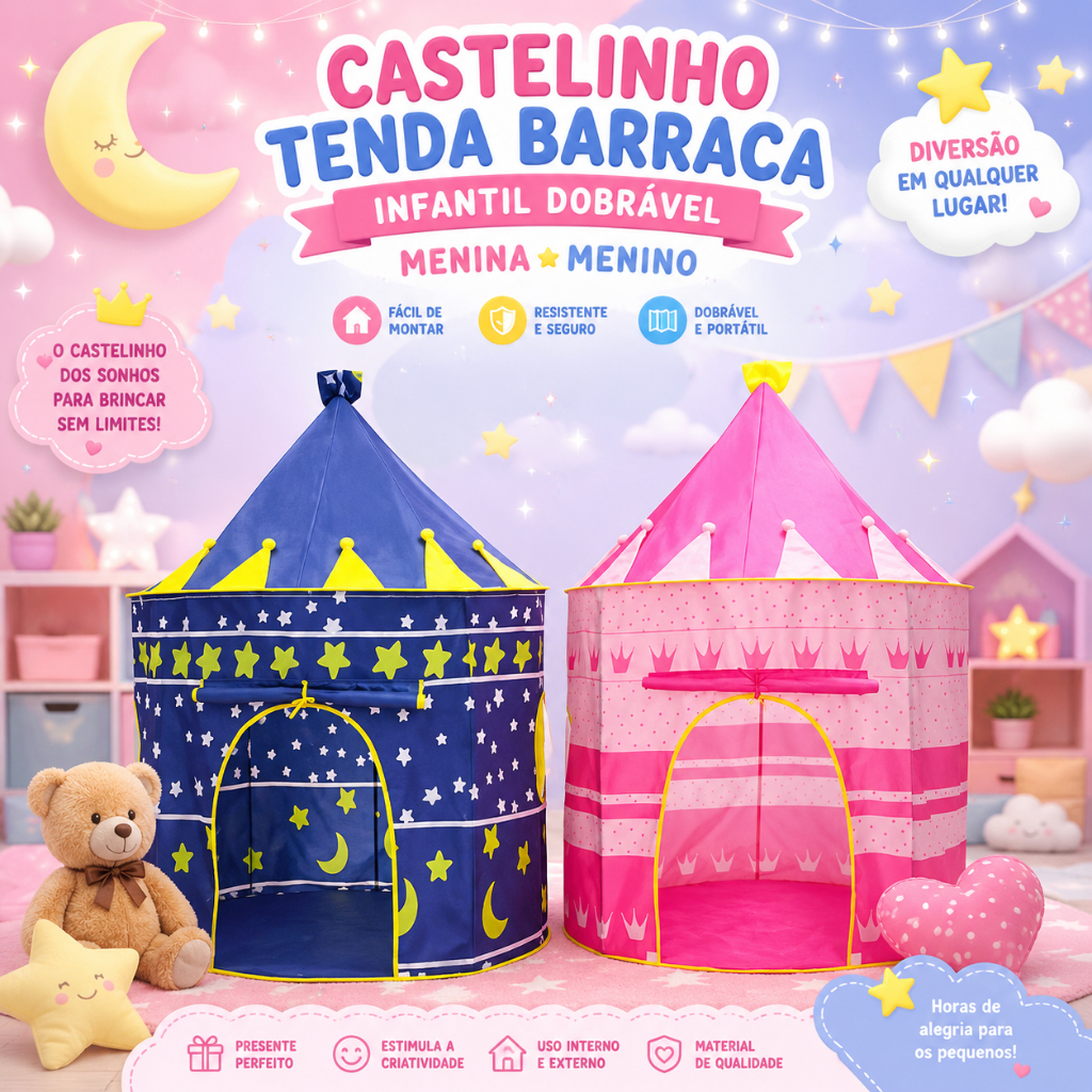 683/802 - Tenda Infantil Castelinho Barraca Dobrável Menina Menino