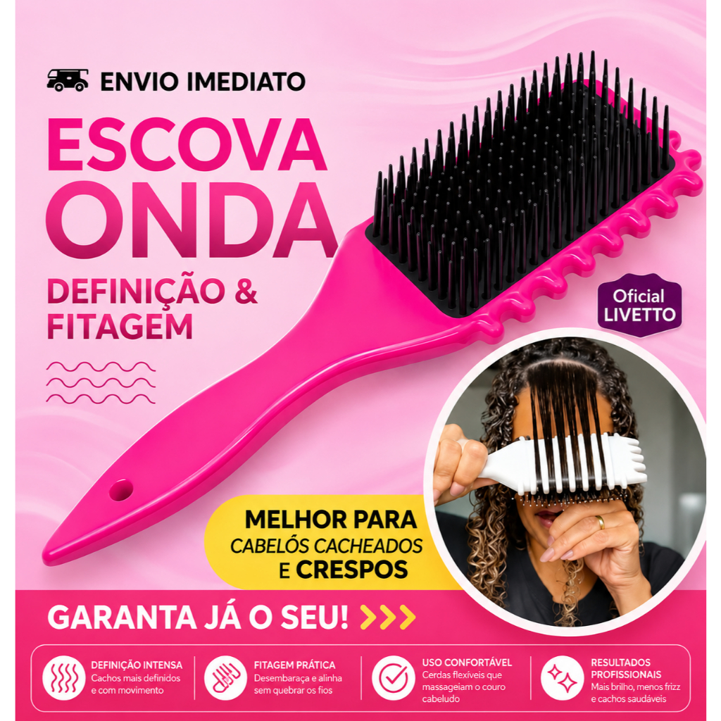 Escova Onda Finalizadora Beauty Flash Finalização para Cabelos Cacheados e Crespos ÓTIMA FINALIZAÇÃO
