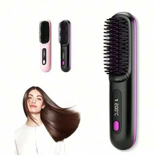 Sem Fio Escova Alisadora Bivolt 5 em 1 - Alisa, Hidrata, Modela, Alinha e Anti-Frizz