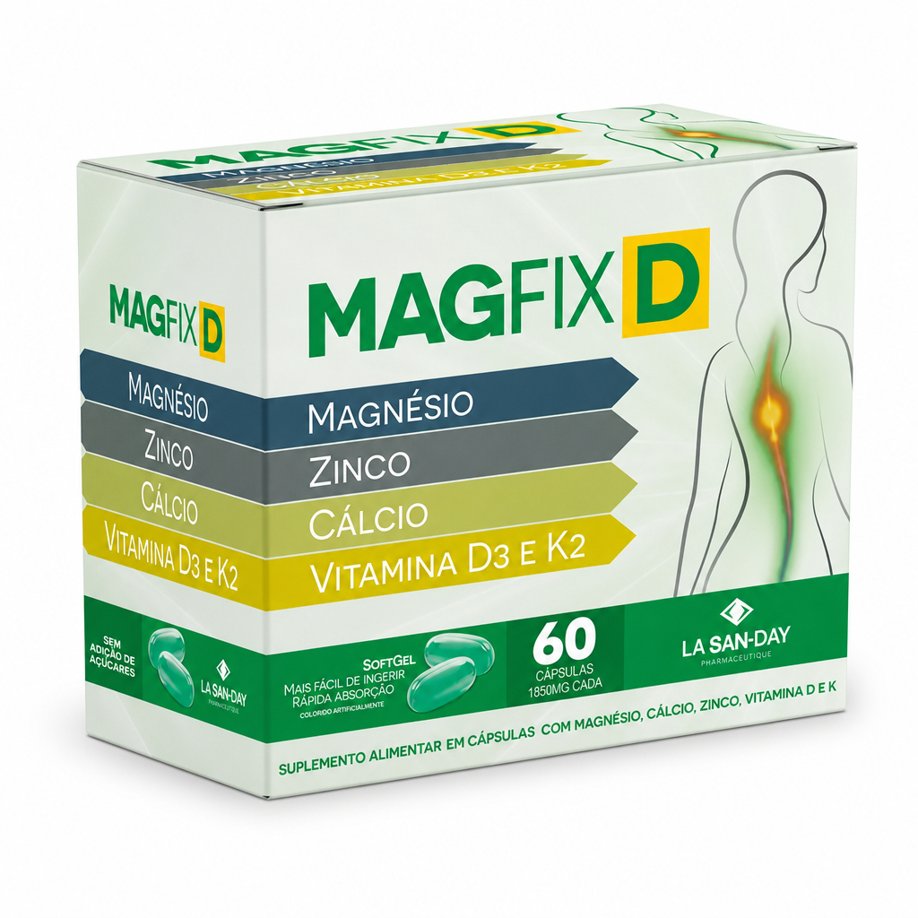 Magfix D Suplemento Alimentar Cálcio Magnésio Zinco Vit D3 K2 60 Capsulas