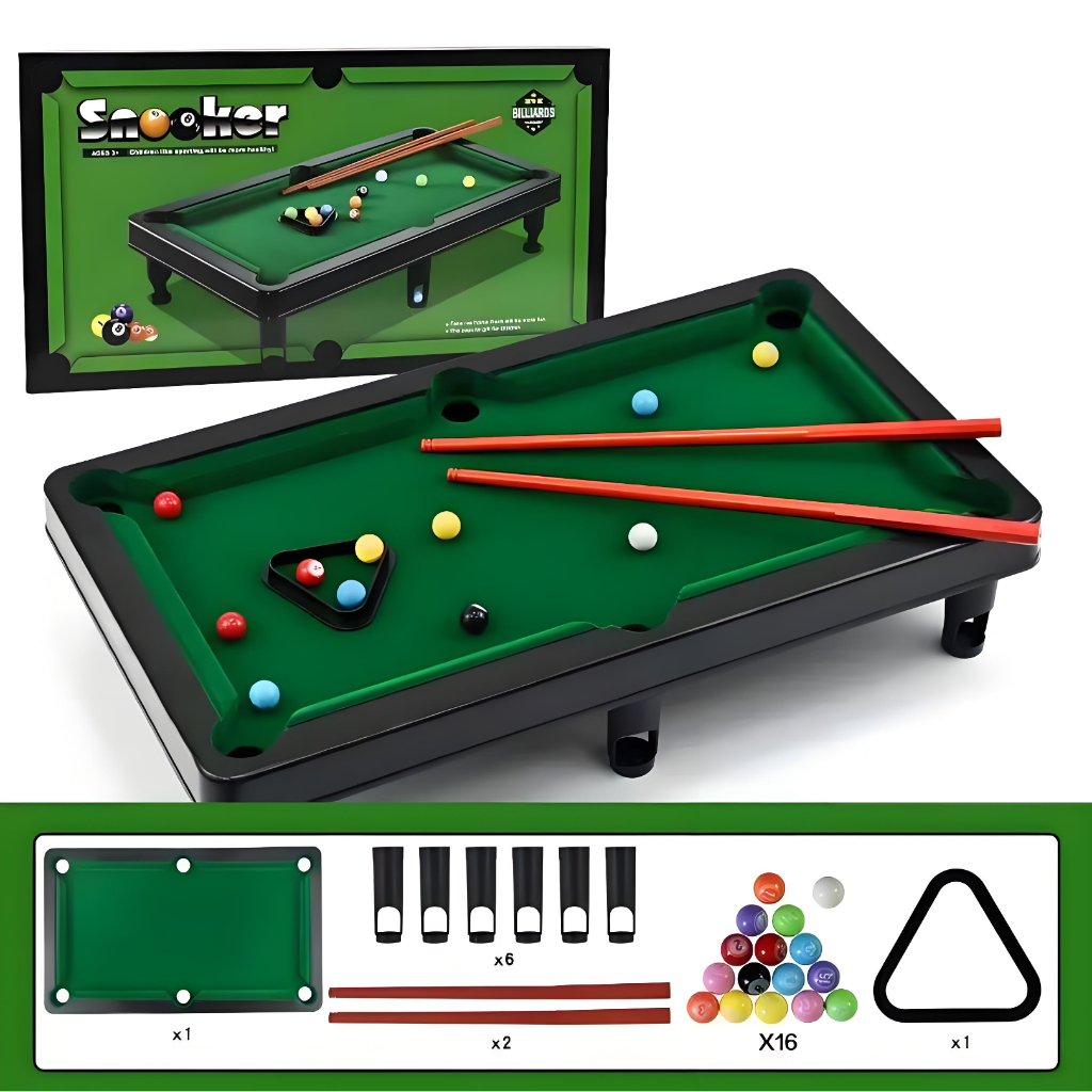 Mini Mesa de Bilhar e Sinuca Completa 2 Tacos e Triangulo Portátil Snooker