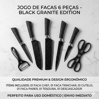 Conjunto Facas Cozinha Inox 6 Pecas Cabo Antiderrapante Design Ergonomico