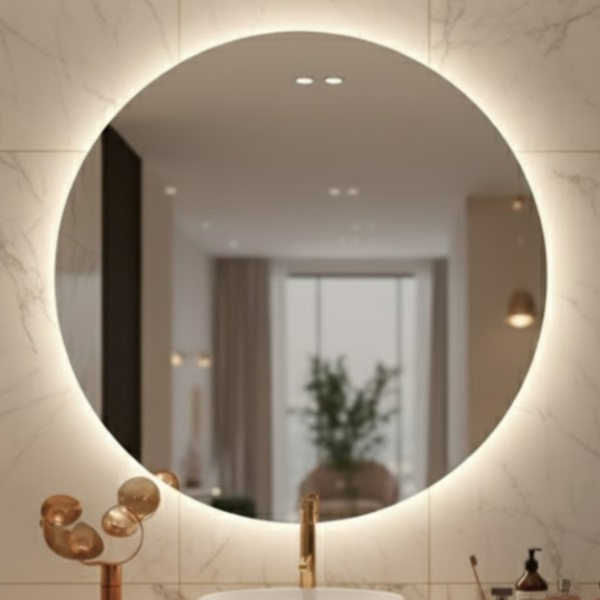 Espelho Redondo 50x50 Led 3 Cores Lapidado com Touch Bivolt Premium Entrega Rapida