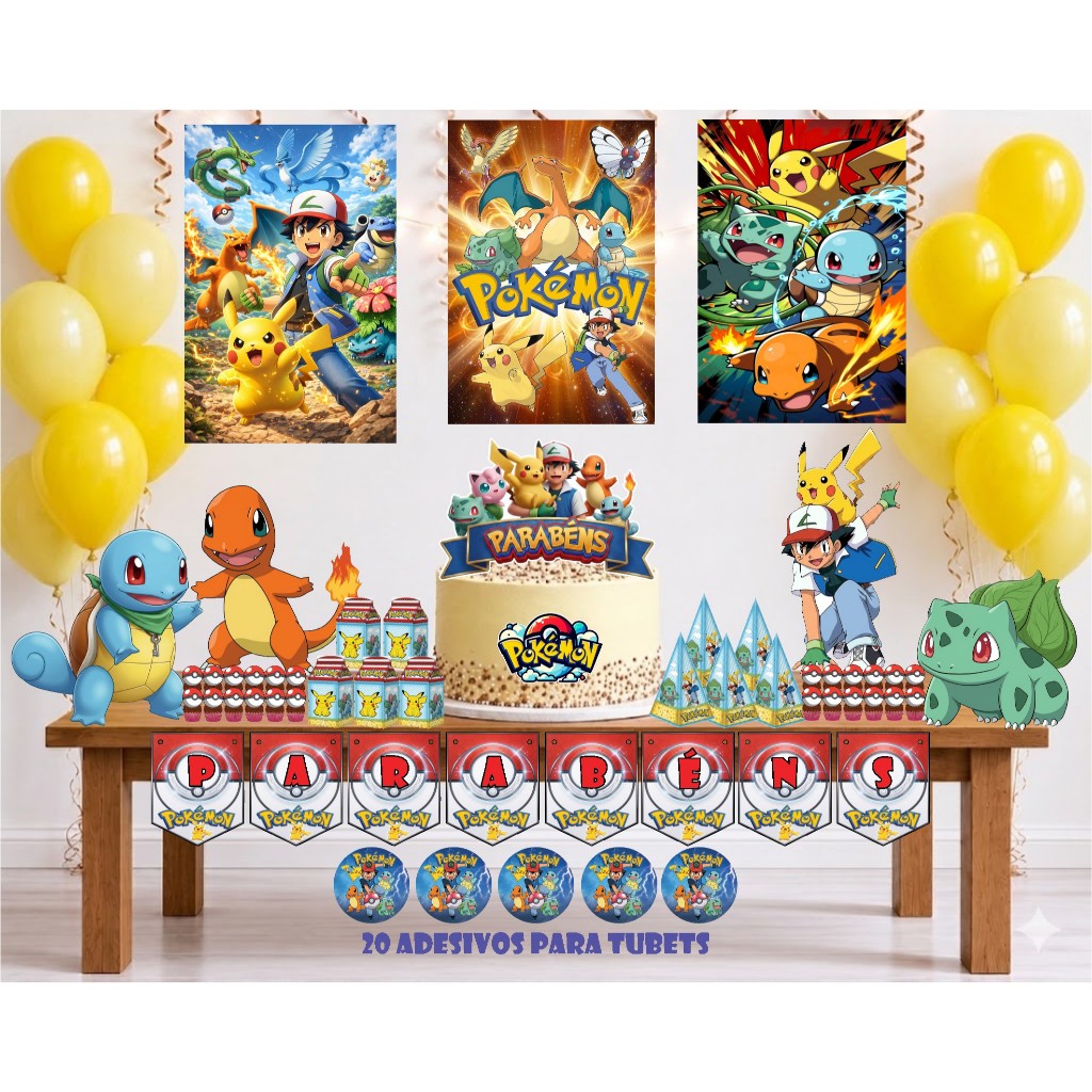 Kit Festas POKEMON , Só um Bolinho decoração de festa, festa em casa, aniversário, Mêsversário