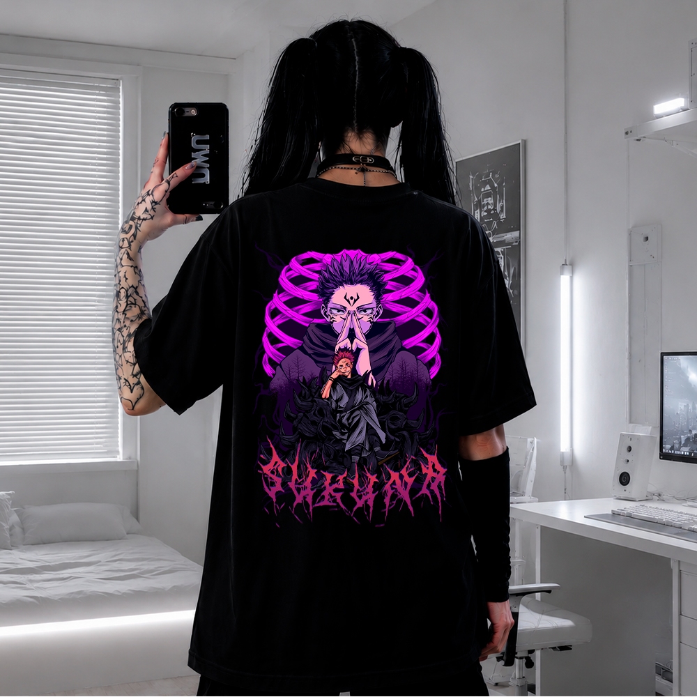 Camiseta Anime Jujutsu Kaisen Ryomen Sukuna Oversized Premium Streetwear Casual Academia Treino