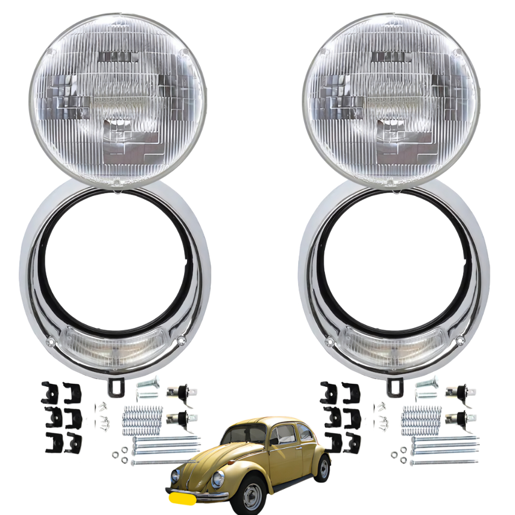 Par De Aro Farol Tremendão (Tigrão)  + Farol Sealed Bean P/ Lâmpada Fusca / Mercedes 1113 1313 1513