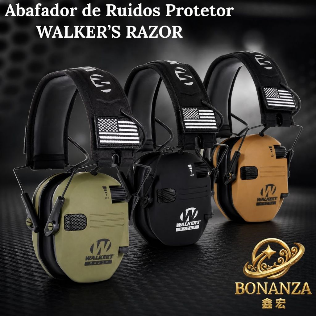 Abafador Protetor de Ouvido Tático (BNZ-540) Abafador De Ruído Eletrônico Walkers Razor