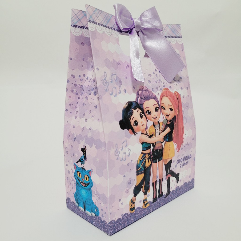 Sacolinha Personalizada Guerreiras do K-Pop – Pegue e Monte com Laço Lembrancinha Festa Infantil