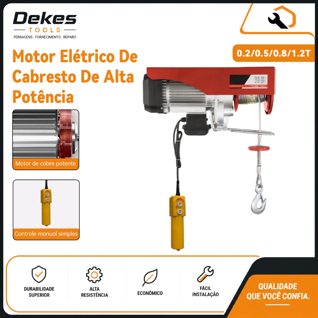 Dekes Mini Talha Elétrica 6 a 12 Metros 150 a 300kg 220v