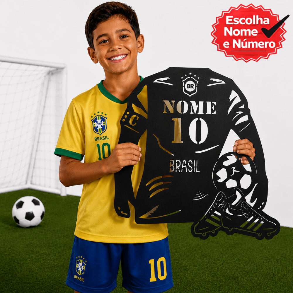 Quadro Futebol Personalizada De Parede Camisa Bola Jogador Decorativo De Cabeceira m