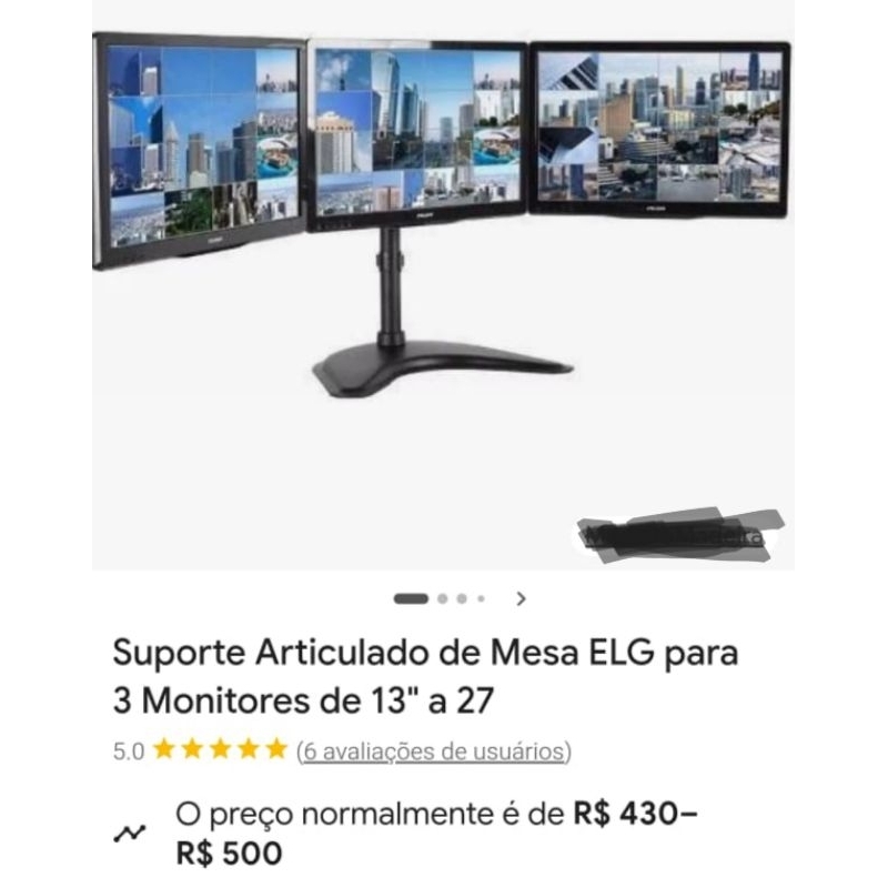suporte articulado para 3 monitores