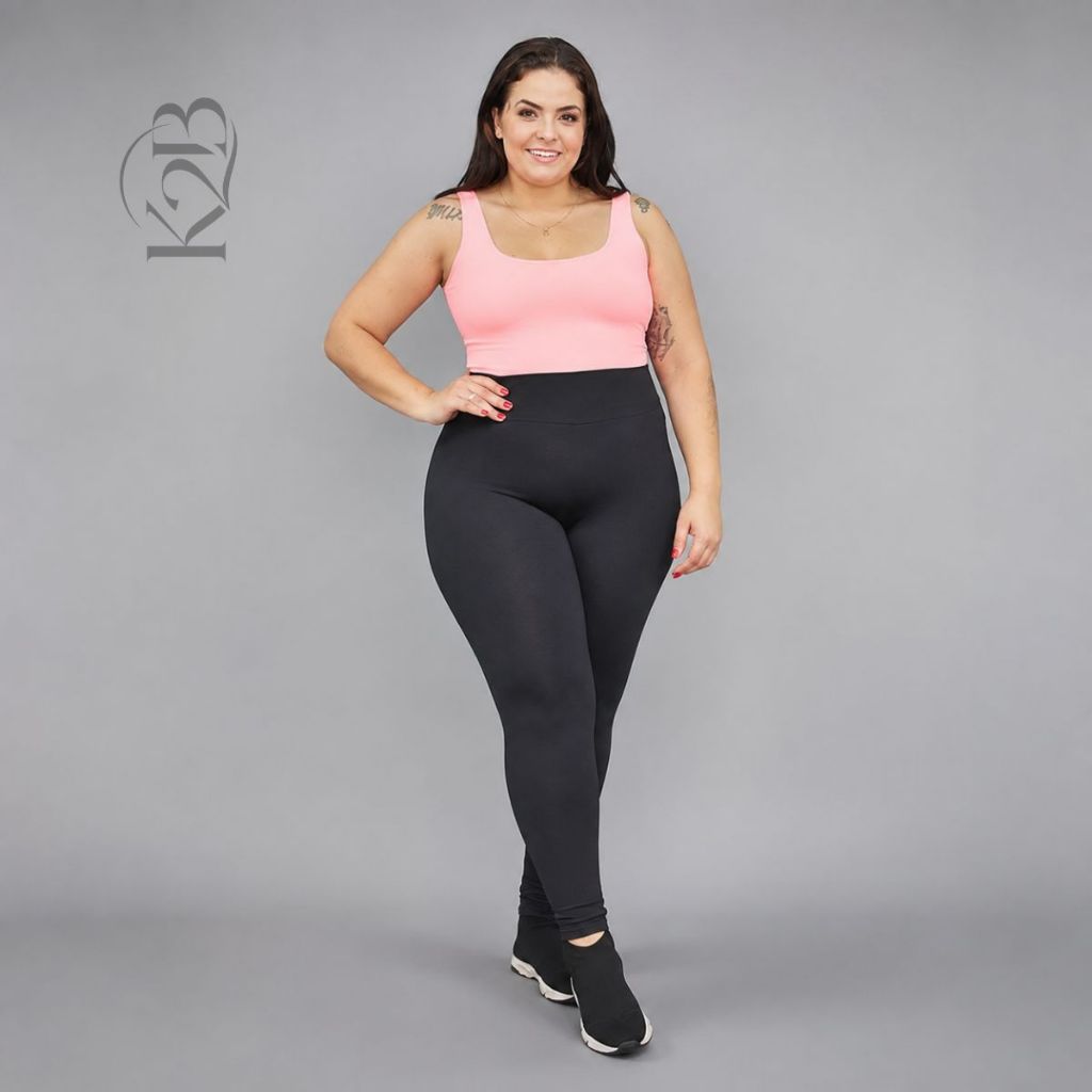 Kit 2 Calças K2b Legging Plus Size Leg Suplex Fitness Grossa Zero Transparência Costura Reforçada Cintura Alta