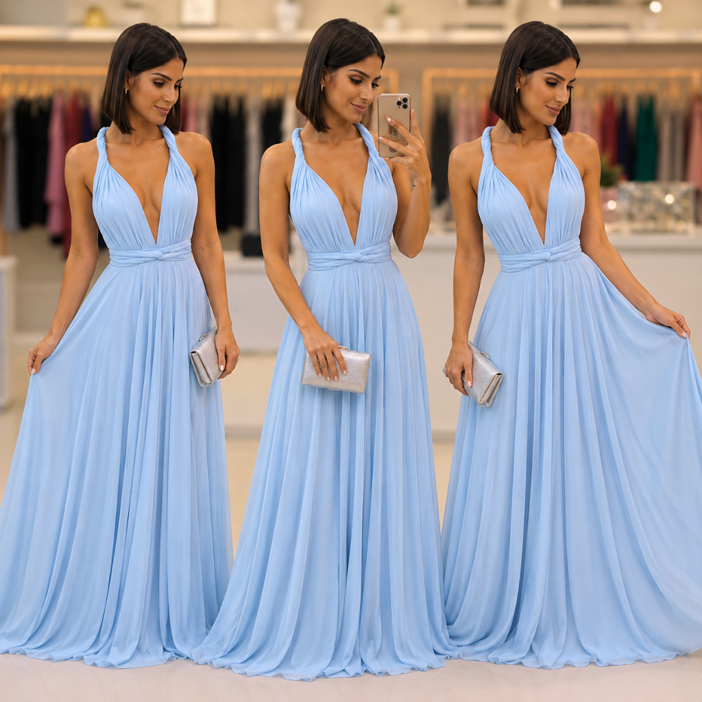 Vestido de Festa Feminino Varias Formas Multiuso Festa Casamento formatura e Convidadas