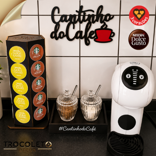 SUPER KIT c/ Torre Porta Cápsulas Giratória + Bandejinha +Cantinho do Café/DOLCE GUSTO/TRÊS CORAÇÕES