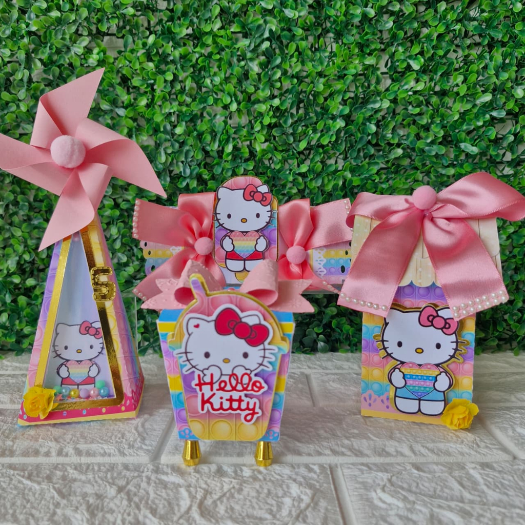 Kit Personalizado Luxo HELLO KITTY POP IT/ Caixinhas Lembrancinhas Personalizadas Menina/ Aniversário Hello Kitty