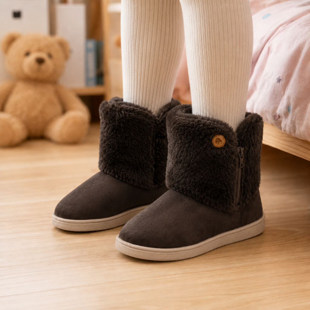 Bota Infantil Inverno Forrada Pelúcia Quentinha Com Zíper Menina Solado Antiderrapante e Flexível