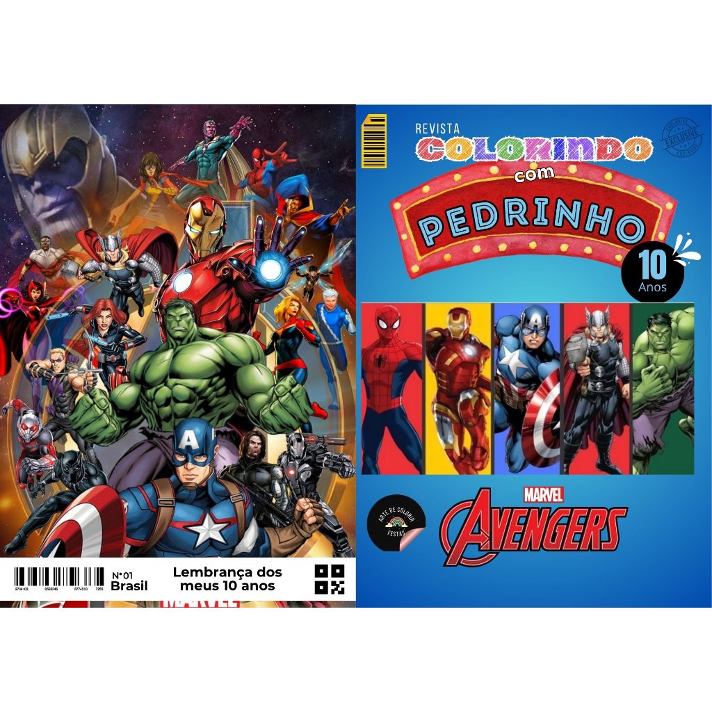 20 Livrinho de Colorir Os Vingadores Personalizado com Nome e Idade Festa Infantil Aniversário