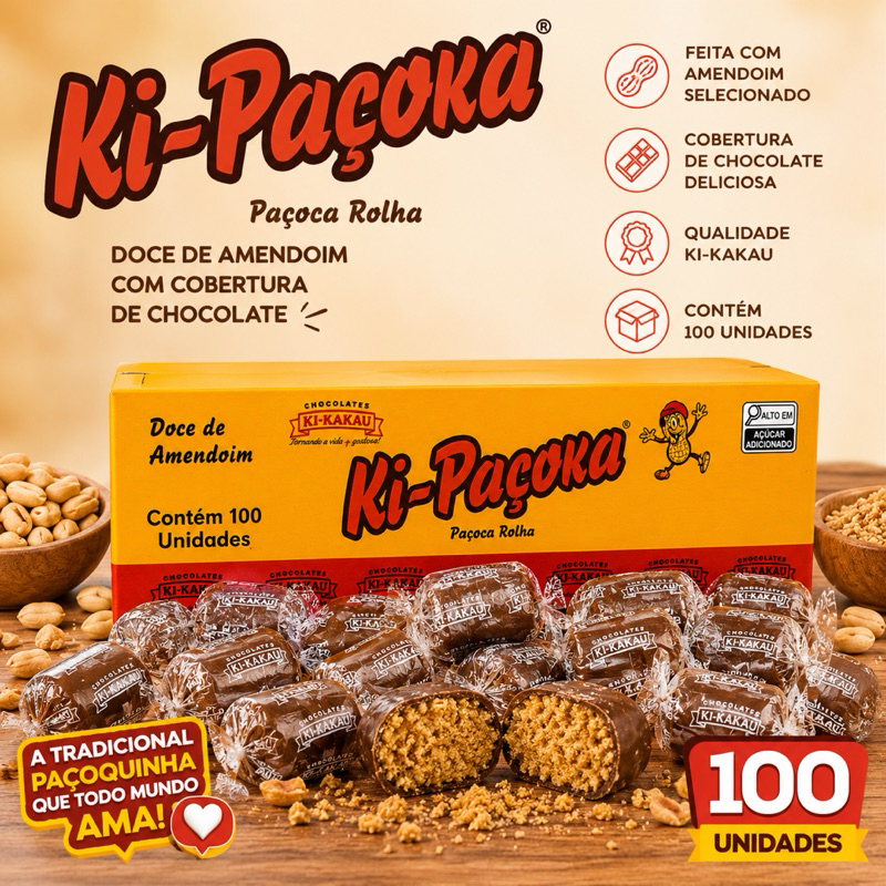 Pacoquinha Rolha com Cobertura de Chocolate Caixa 100 unidades Promoção