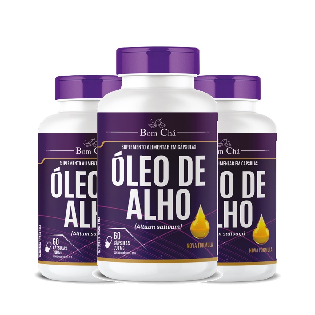 Kit 3x Óleo de Alho 500mg Imunidade - Pote 60 Cápsulas