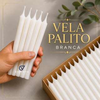 Caixa Vela Palito Branca 30 Unidade De 13,5cm Vela Atacado