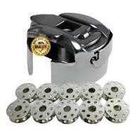 02 Caixa De Bobina Reta Industrial + 20 Bobinas - KIT Para Maquina Reta Industrial Singer Juki Brother