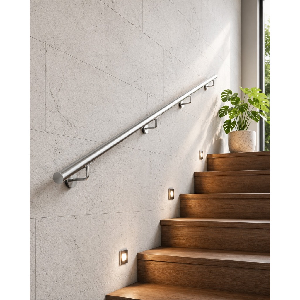 Tubo Corrimão Inox Para Escada 3,00 Metros Kit Completo Fácil Instalação Residencial Comercial