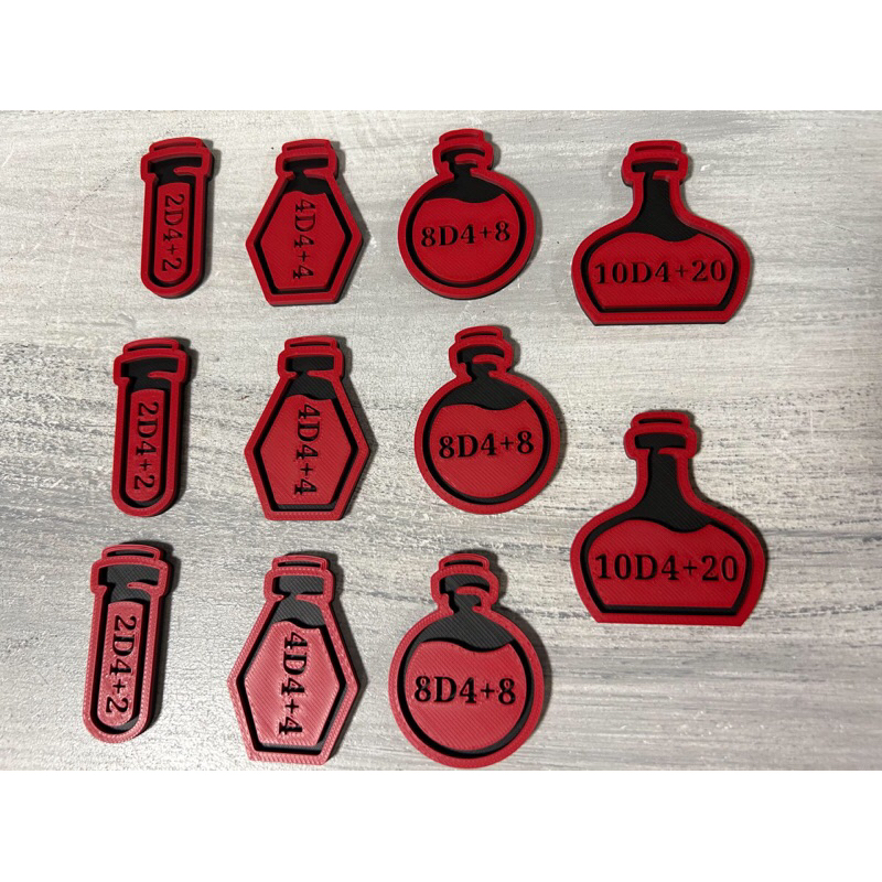 Kit com 5 Fichas de Poções D&D RPG | Marcadores de Cura Impressão 3D | Acessório para Mesa de RPG