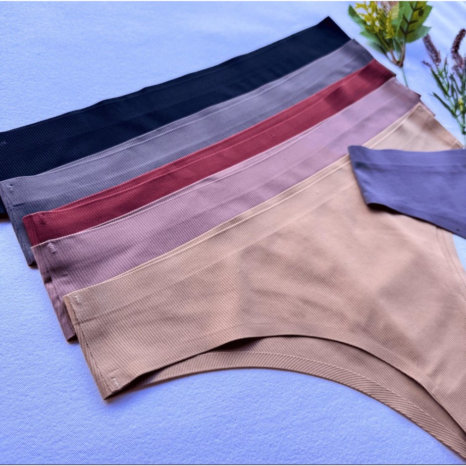 Detalhes do Kit Calcinha Fio Dental Sem Costura Corte a Laser Canelada Poliamida Lingerie Feminina Confortável