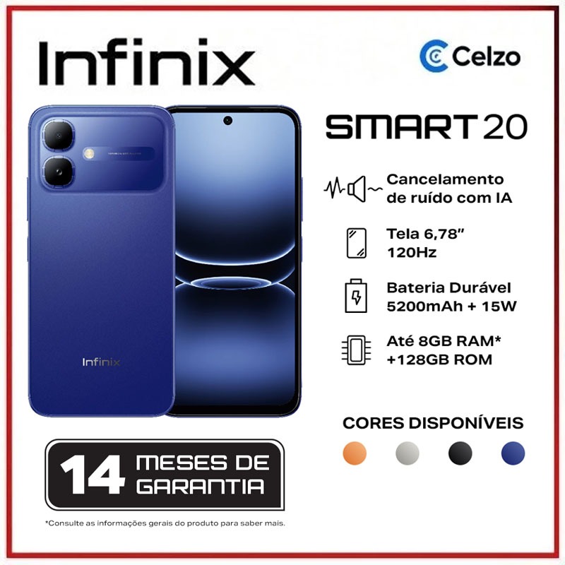 Smartphone Infinix Smart 20 128 GB 4 GB RAM 6.78" Ultra-fino 7,7 mm 120 Hz Azul Nuvem