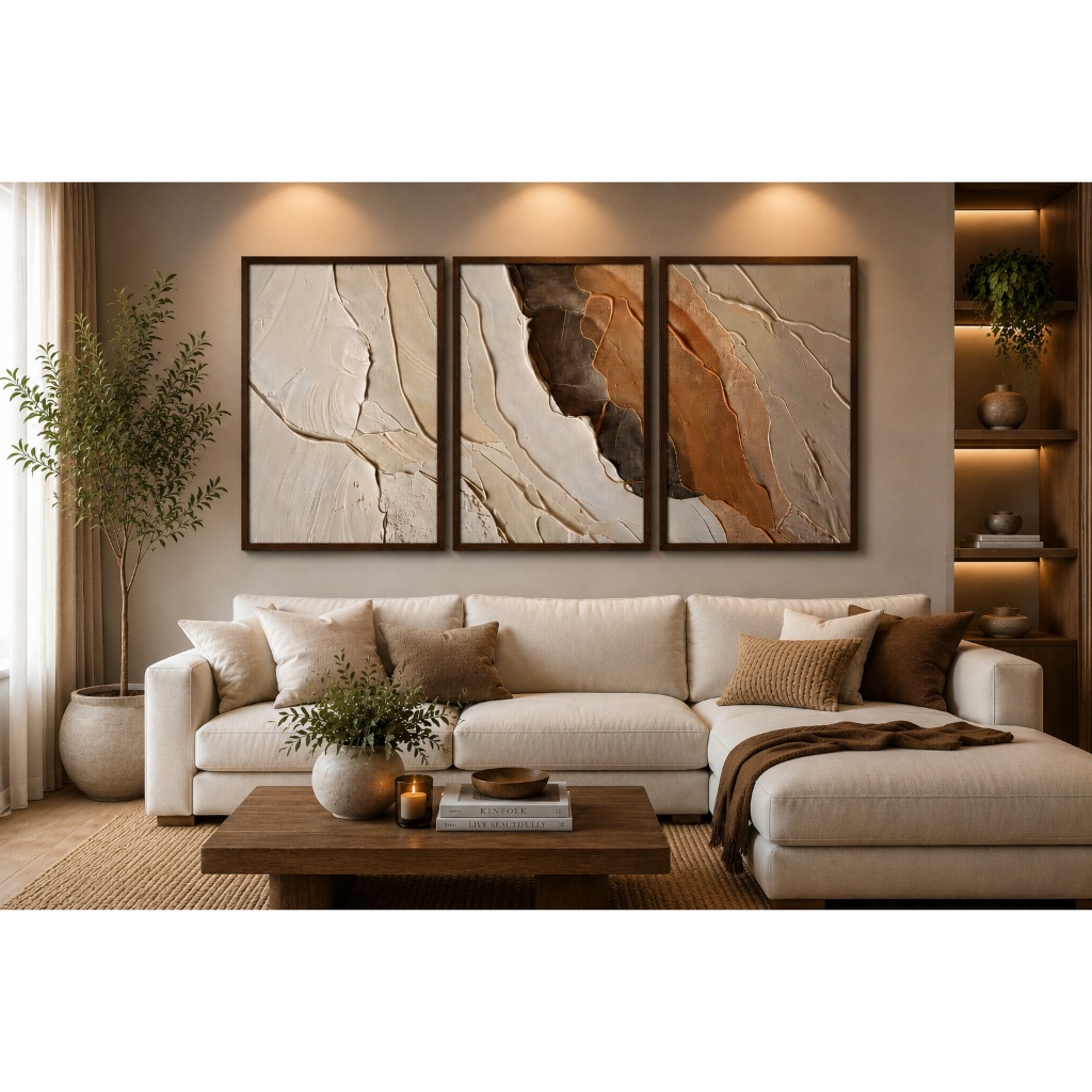 Quadro Decorativo Abstrato Geométrico com Moldura para Sala Quarto Escritório 50x75