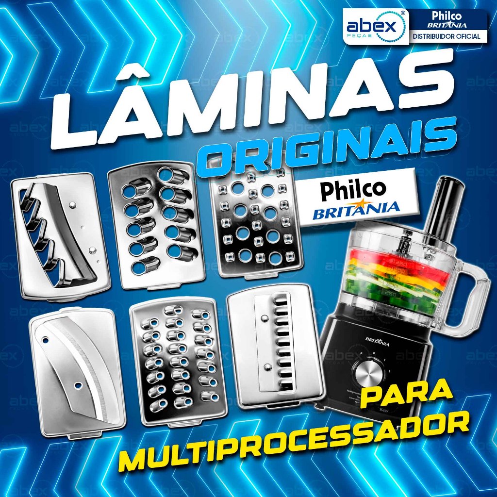 Lâminas Original Philco Multriprocessador All In One Fun Kitchen Ralar Fatiar Granular Quadradas