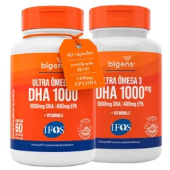 Kit 2x Ultra Ômega 3 - Dha 1000mg - Epa 400mg - Certificação IFOS - 60 Cápsulas Bigens