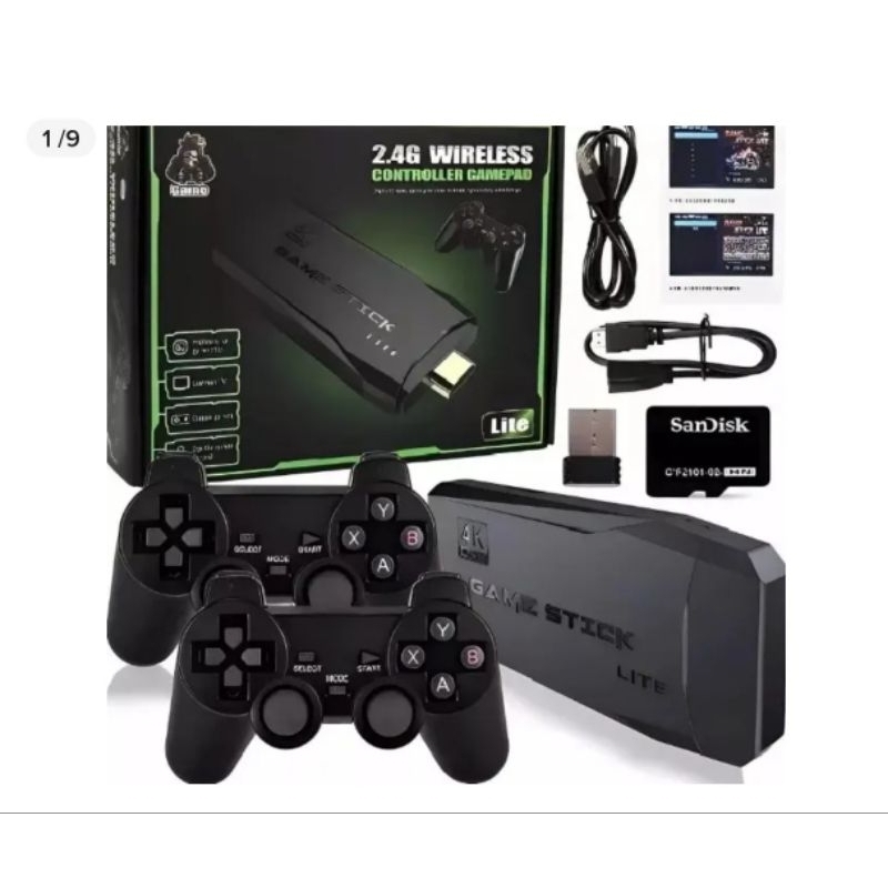 Console de Jogo Retro 4K Game Stick lite com 10 mil ou  20.000 Jogos Clássicos e 2 Controles Sem Fio