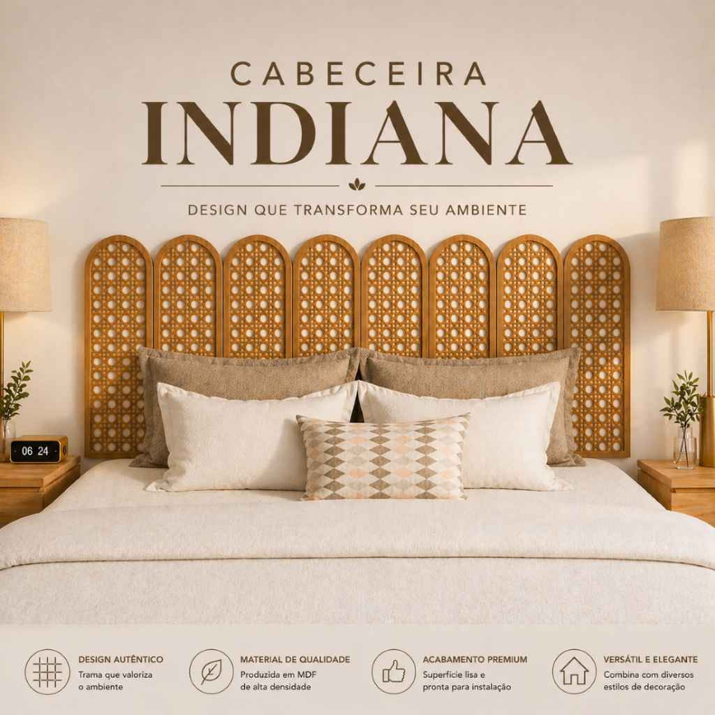 Placas Decorativas Cabeceira Palhinha Indiana Modular mdf Com Borda Cama Elegante e Moderna