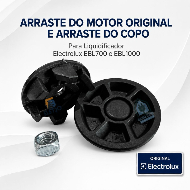Kit Arraste do Motor e Arrastador do Copo para Liquidificador Electrolux EBL700 EBL1000 EBL1010 EBL1510