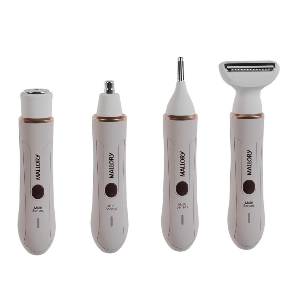 Depilador Feminino Mallory Multi Senses 4 em 1 Bivolt, Aparador Facial, Corporal e Nariz