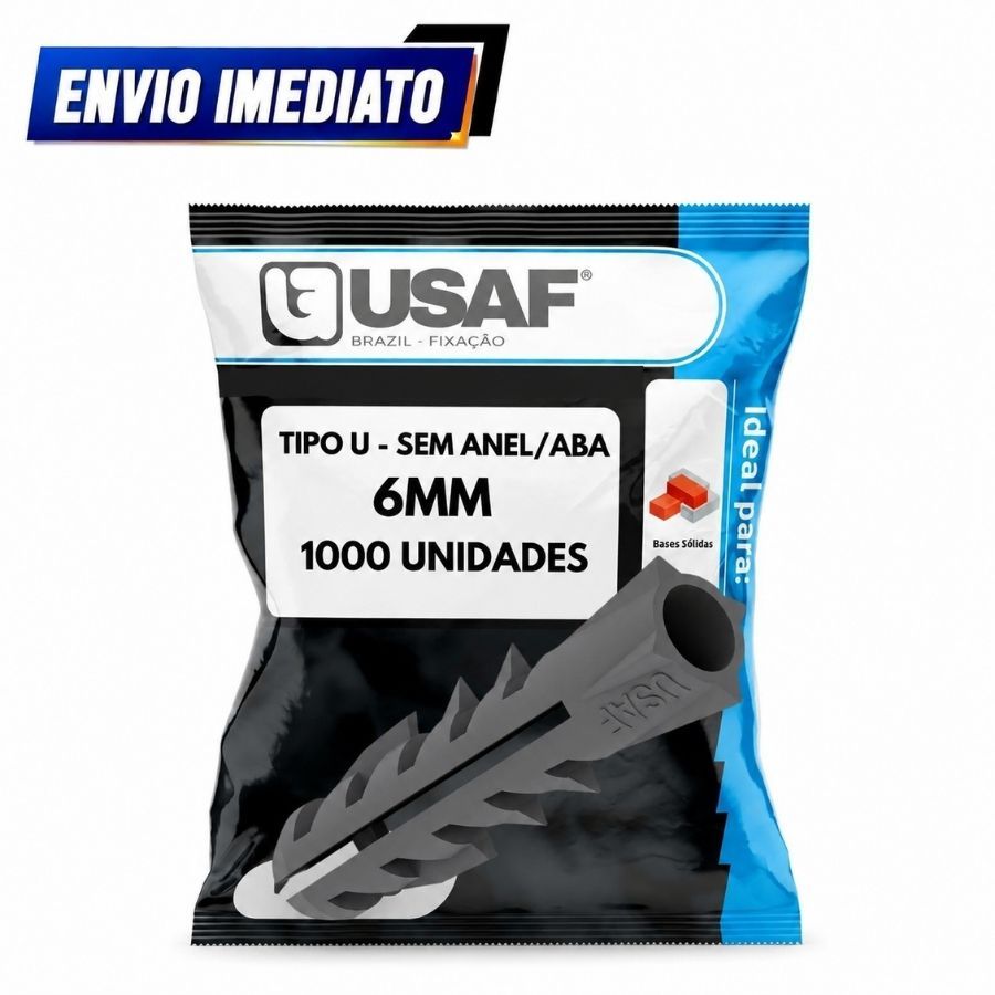 Bucha U Tradicional 6mm Sem Aba Usaf Pacote 1000 Unidades