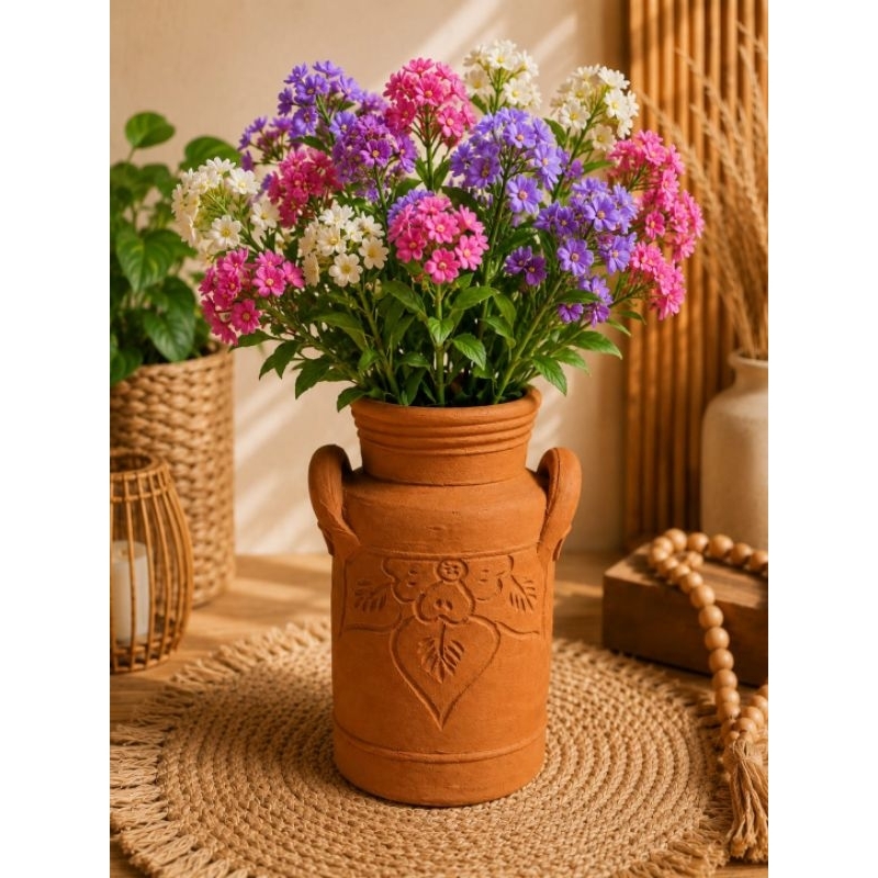 🏆 Vaso Leiteira Decorativa de Barro Cerâmica Artesanal para Plantas Flores Decoração Rústica Jardim Sala