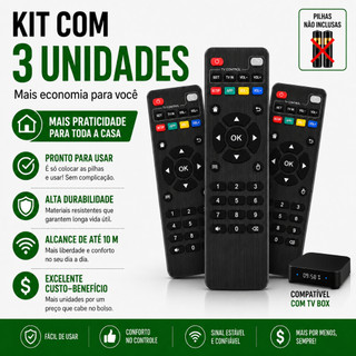 KIT Controle Remoto Para Tv Botões Inteligentes Box
