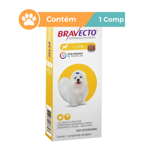 Antipulgas e Carrapatos Para Cães Bravecto 2kg a 4,5kg 112,5mg MSD
